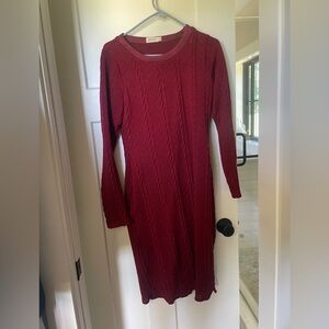 Red Roolee Cable Sweater Dress